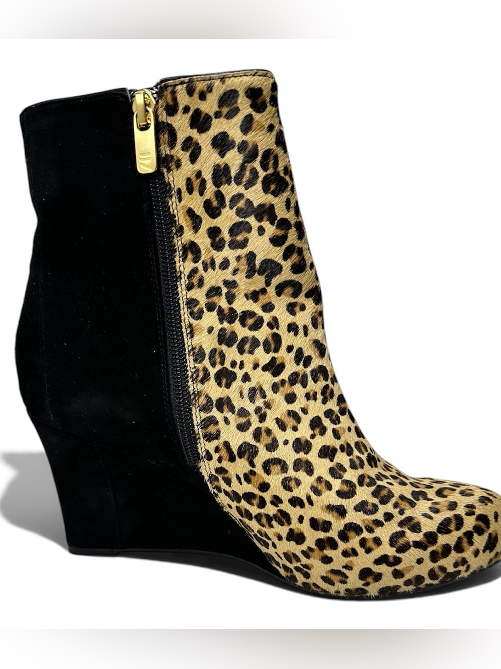 Rockport Leopard Calf Hair Leather Wedge Ankle Boots Size 9